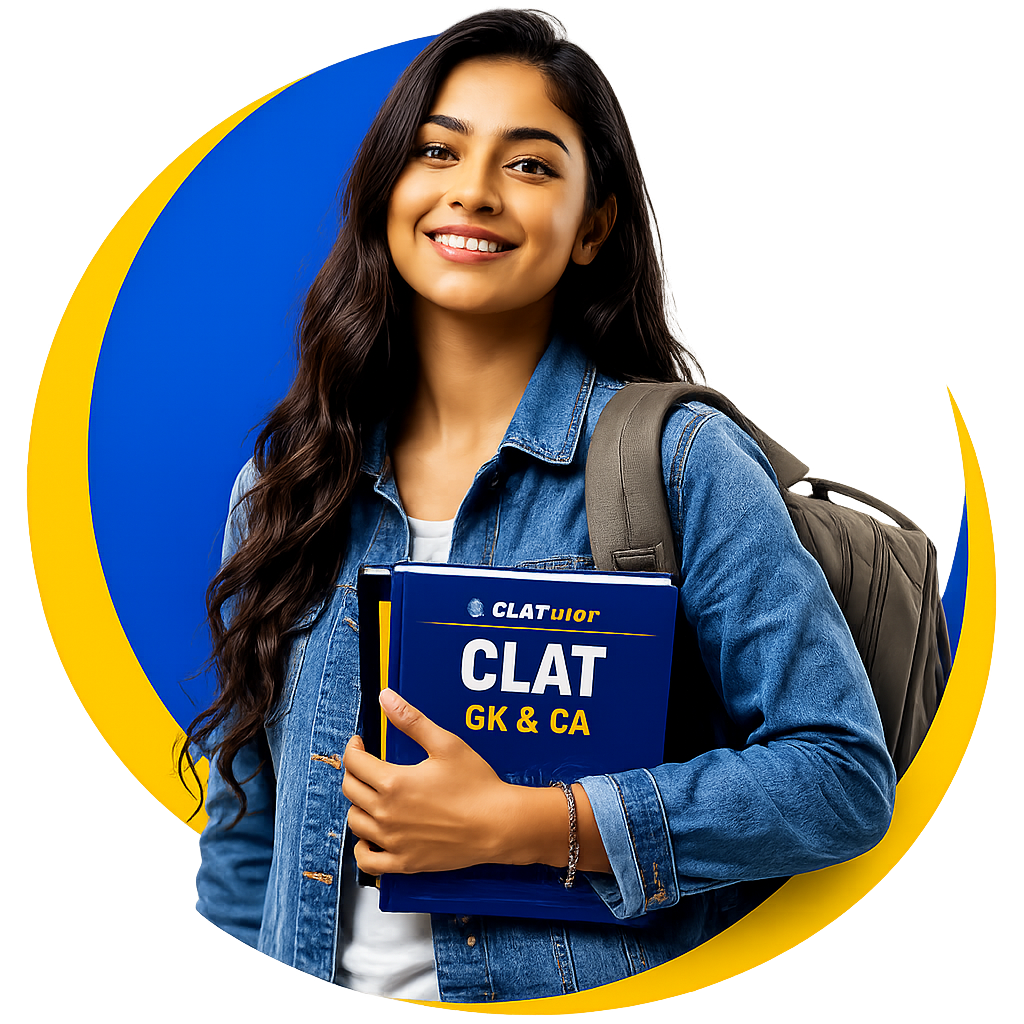 CLATutor student with CLAT GK & CA book